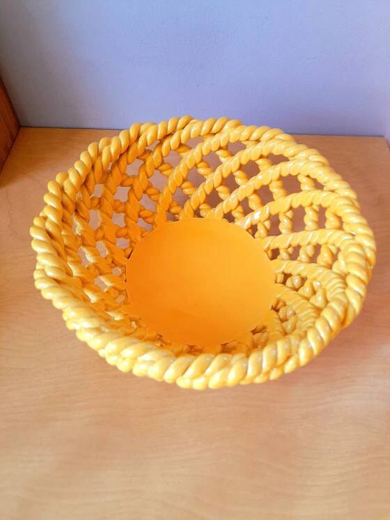 Woven ceramic fruit bowl, Antheor 1960.