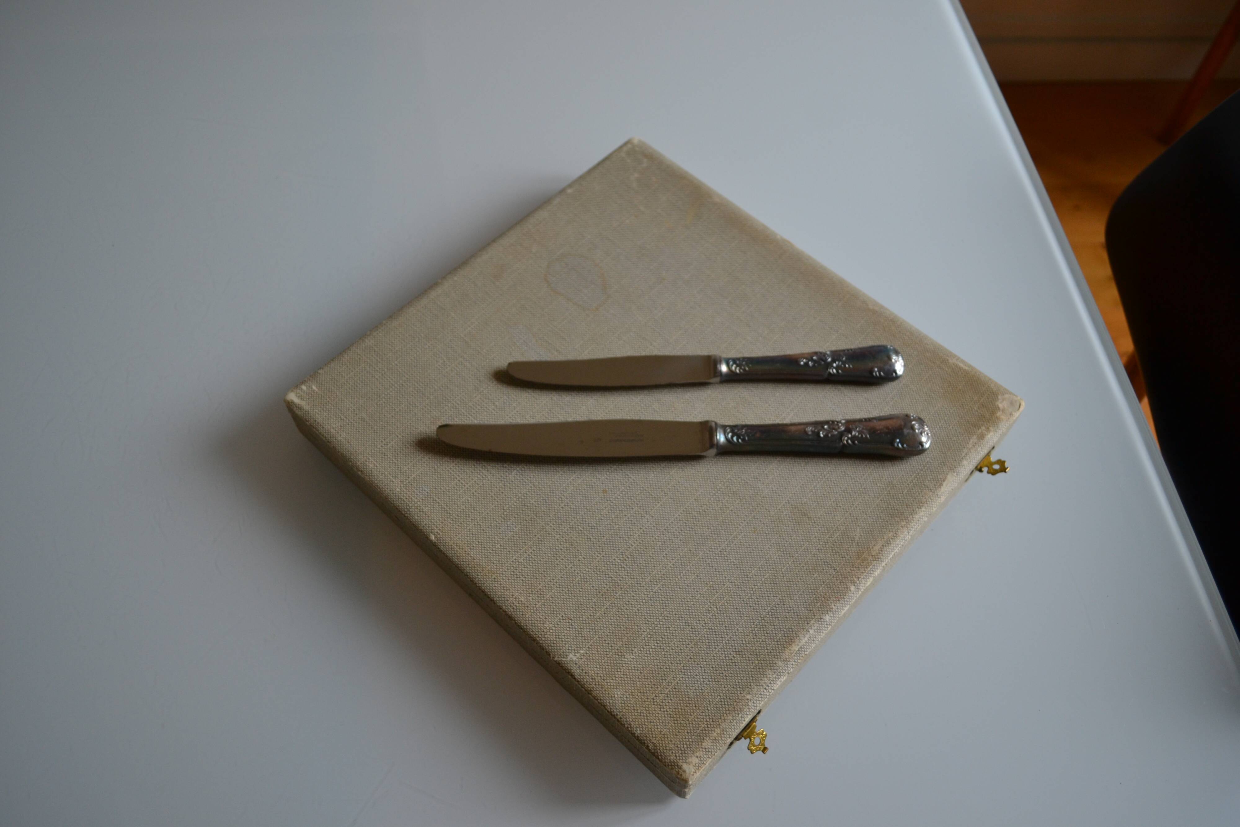 24 TABLE & DESSERT KNIVES SILVER METAL GOLDFORFER FRIONNET FRANCOIS LOUIS XV