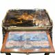 Japanese-style work table from the Napoléon III period in black lacquer and gilded bronze.