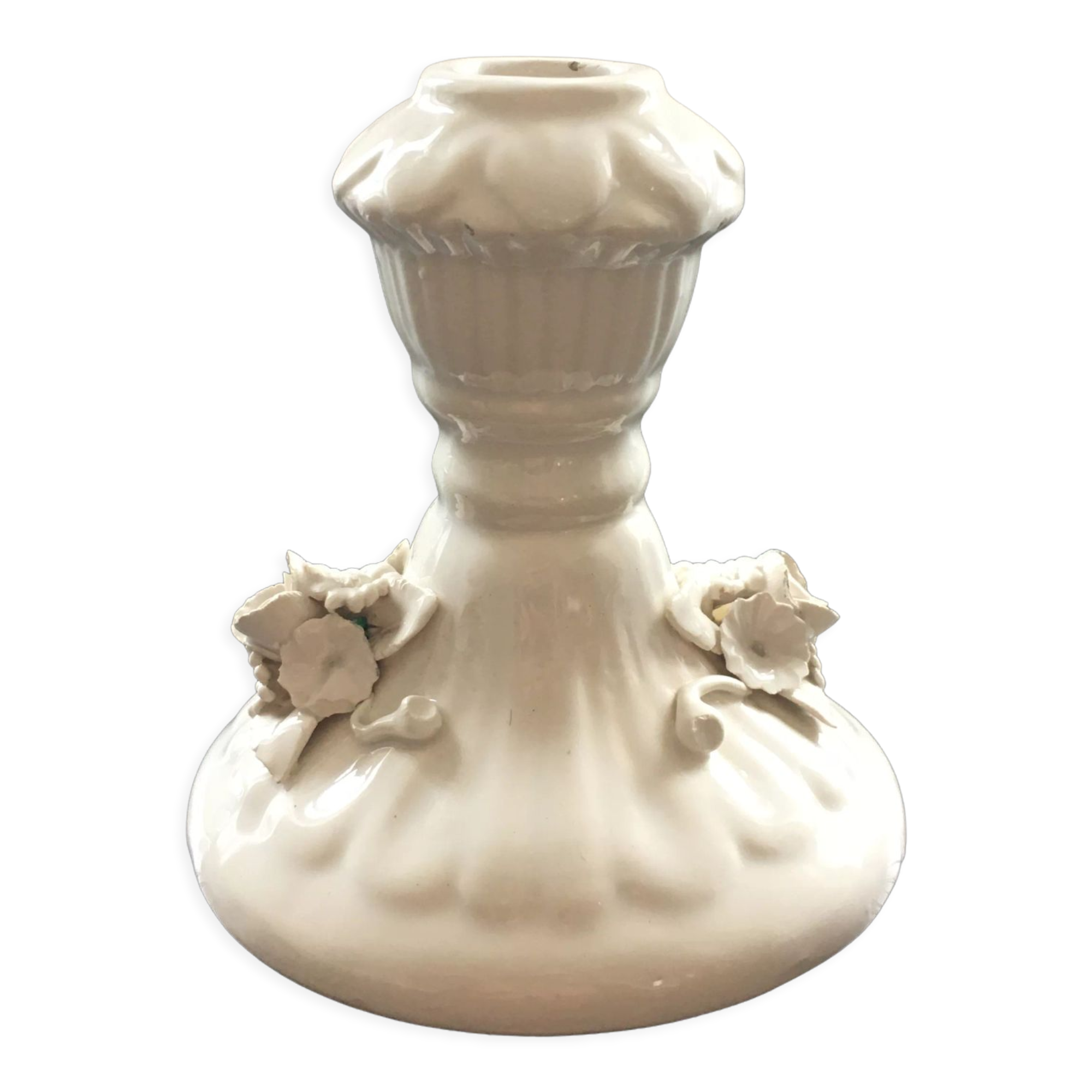 Ivory candle holder with barbotine decor