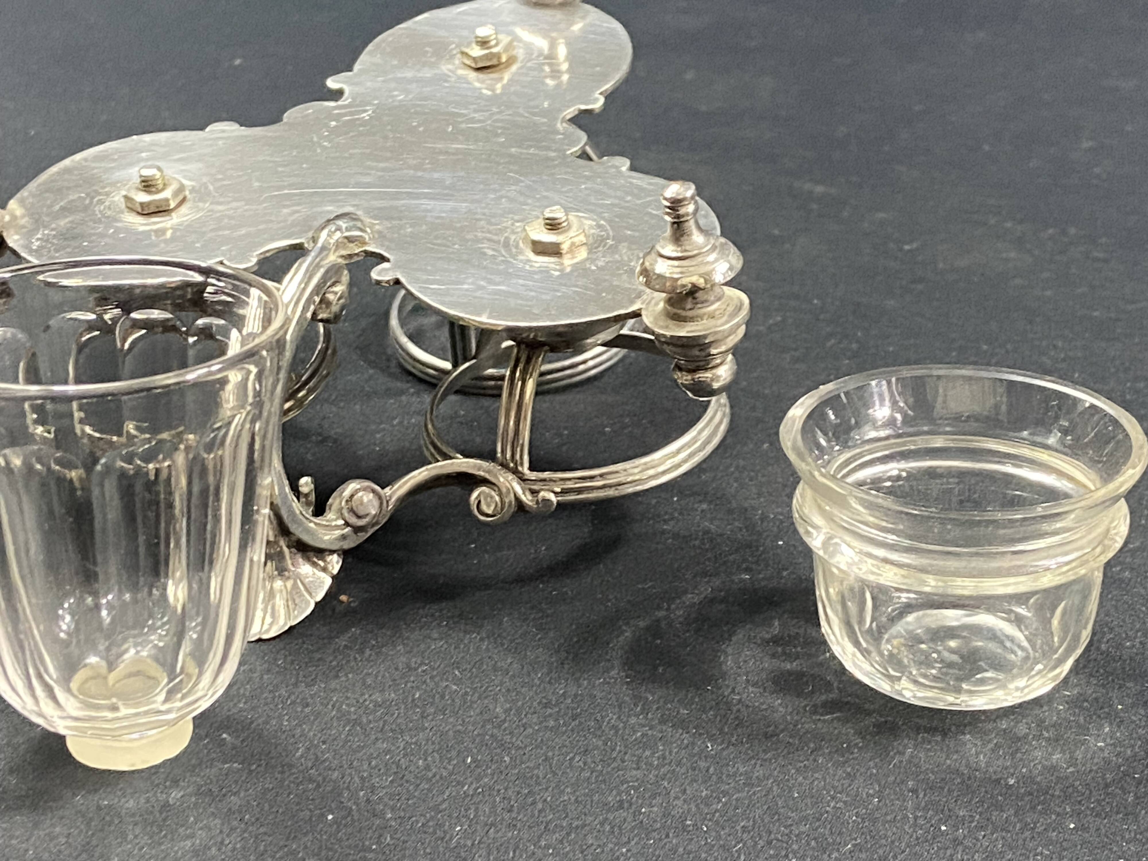 19th century Louis XV style condiment holder, silver or silver-plated metal frame