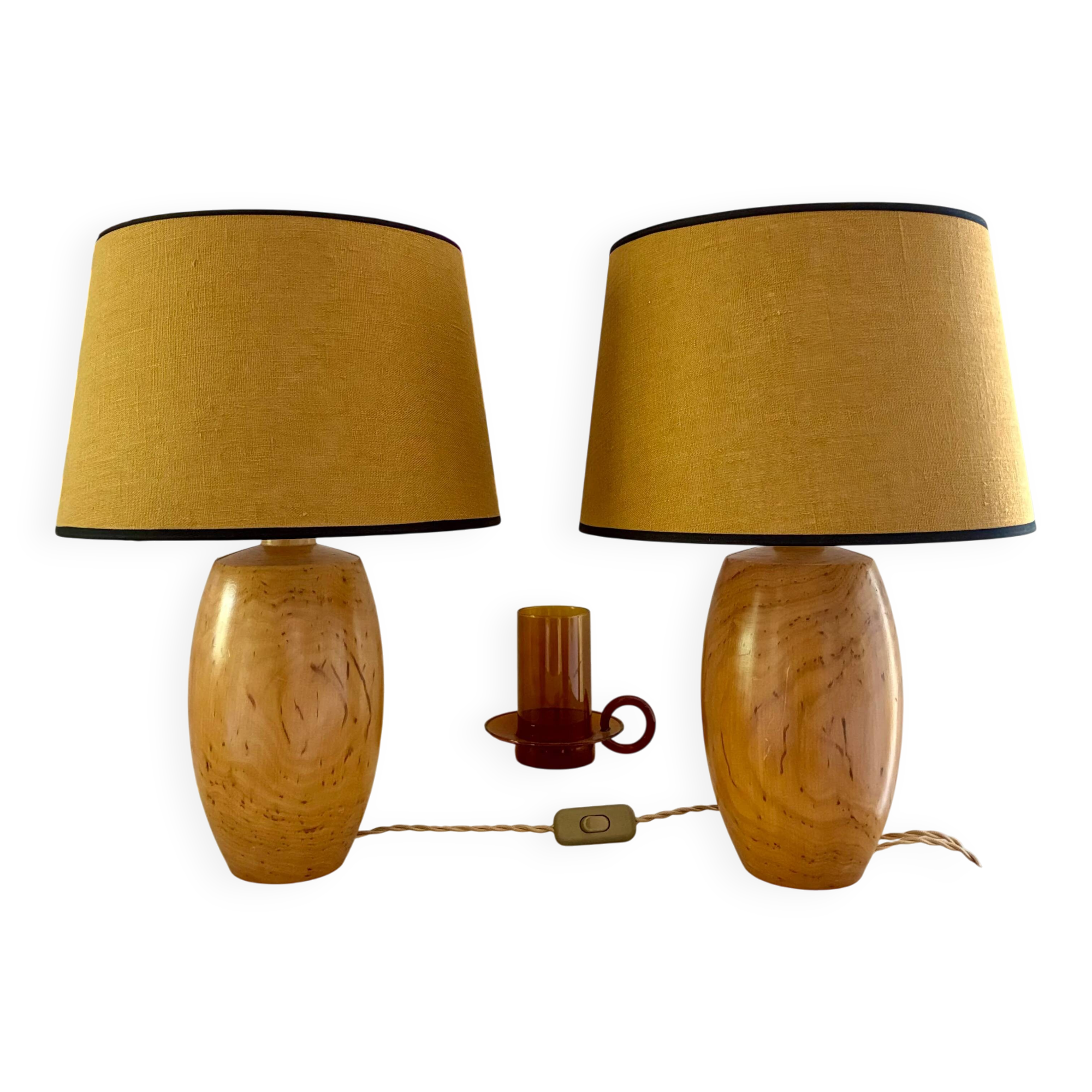 Pair of "Autumn" wooden lamps - 1970.