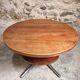 Vintage French Cherry Wood Coffee Table with Rotating Top - 1960s Round Shape on Iron Base Ø80cm