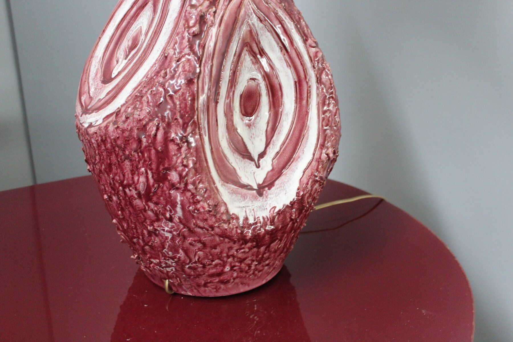 Mid-century bordeaux ceramic office lamps 60s