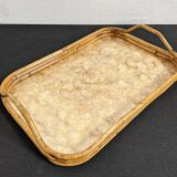 Mother-of-pearl and bamboo tray from the 70s