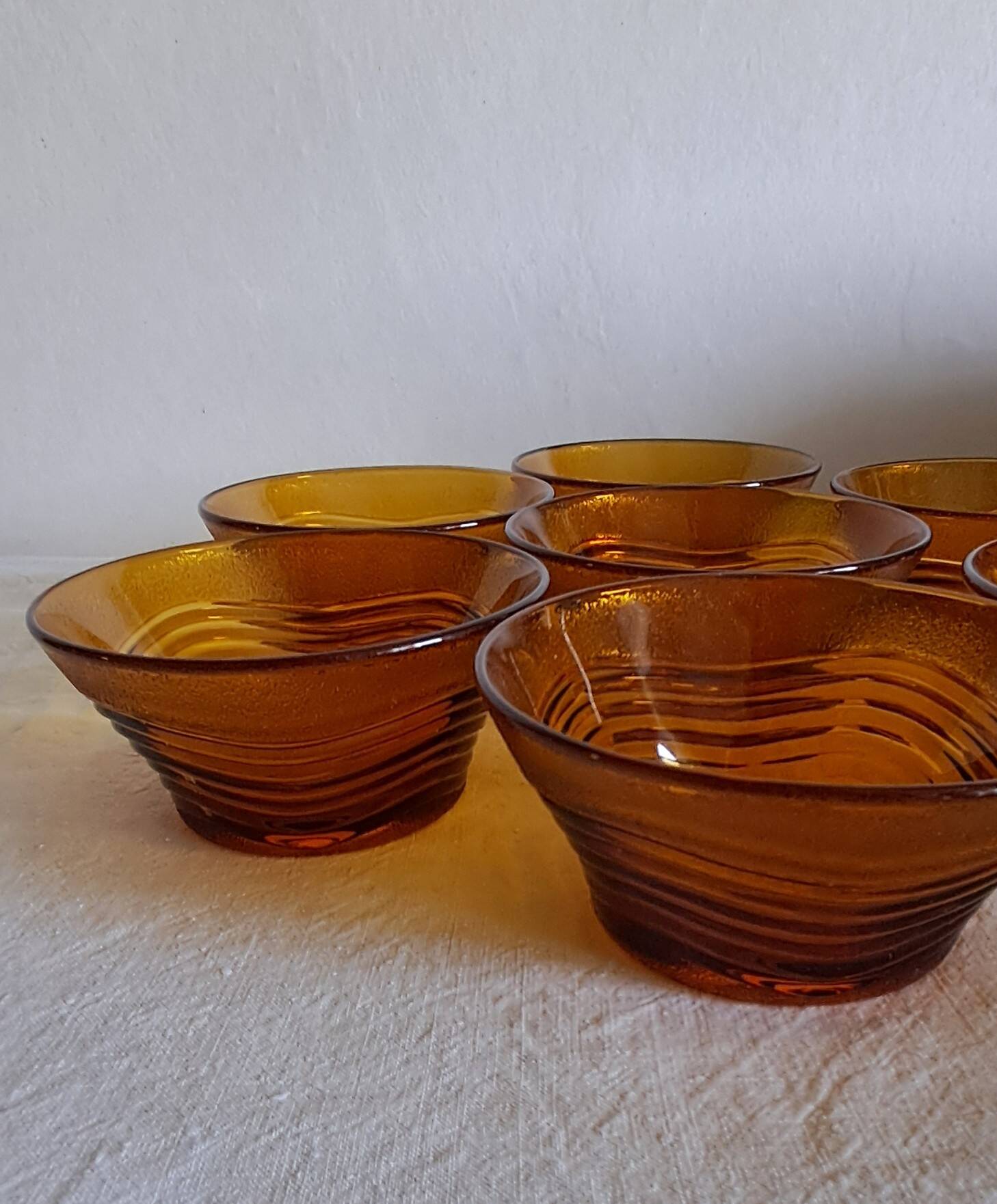 Amber glass bowls Duralex. Vintage