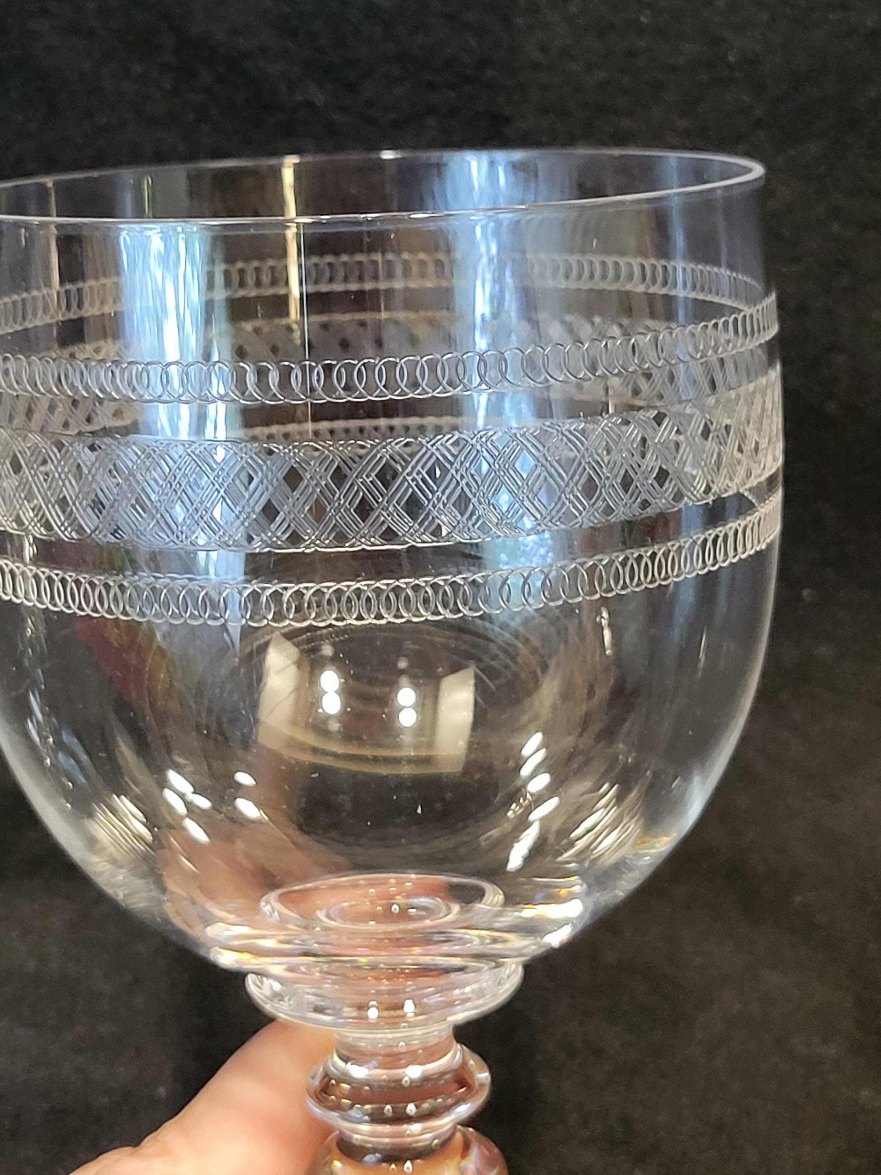 2 Baccarat crystal water glasses, balloon shape model engraving 1423