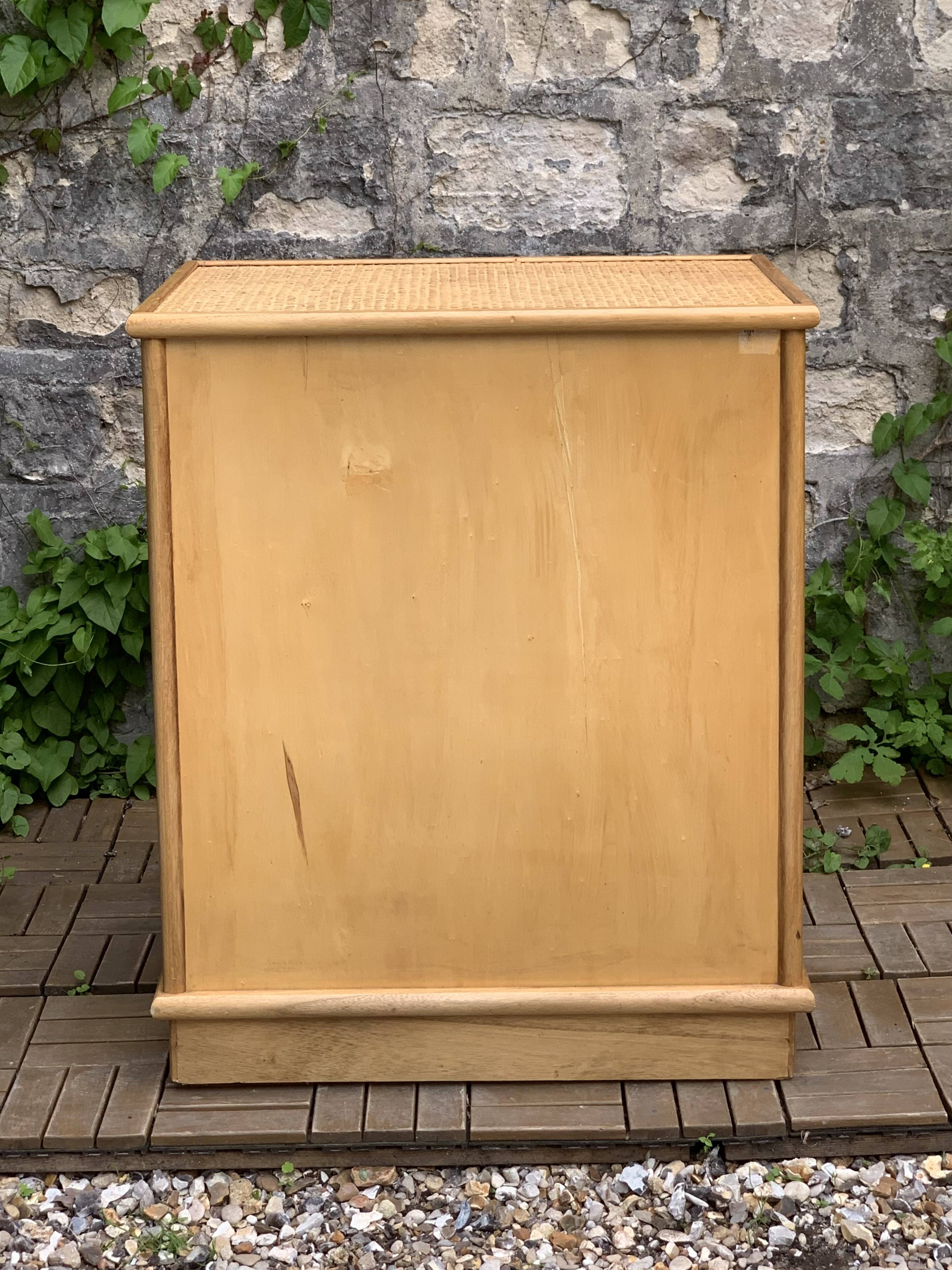 Vintage rattan and woven wicker chest of drawers 1970
