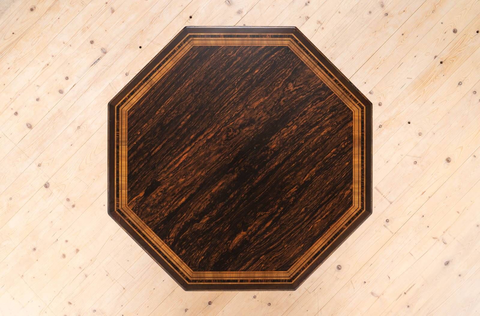 Victorian Ebonized Octagonal Center Table by C. Hindley & Sons, 19th Cent.