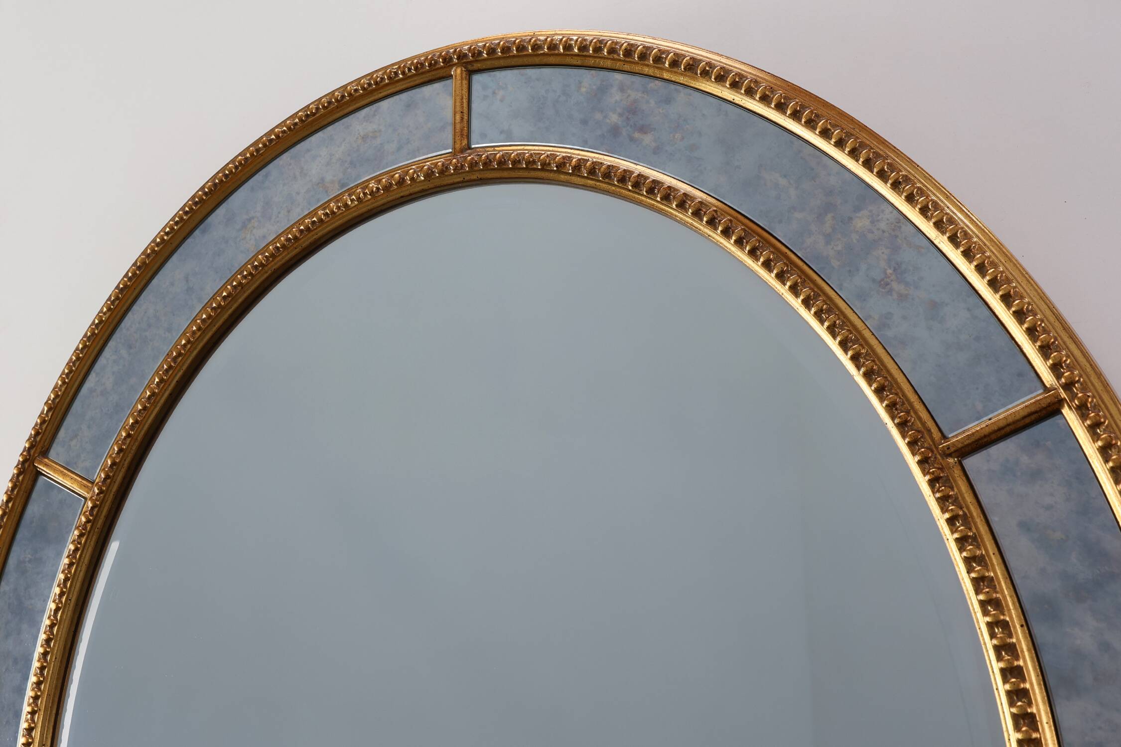 Mid-century gilt oval Mirror by Deknudt, Belgium 1980s