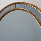 Mid-century gilt oval Mirror by Deknudt, Belgium 1980s