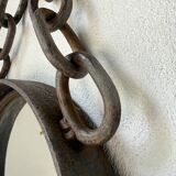Brutalist mirror with metal chain from the 50s