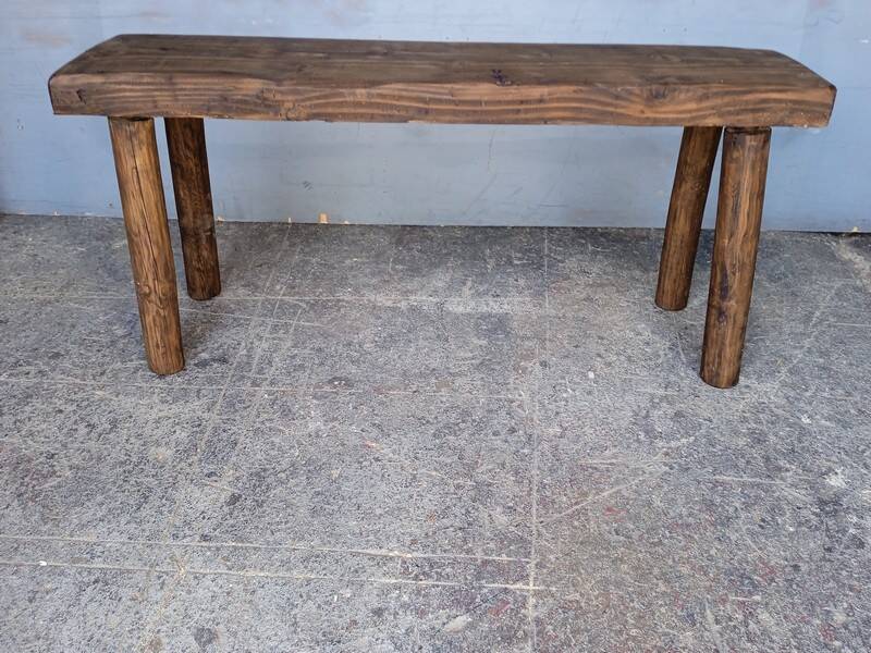 Bench 100 cm old solid wood with patina
