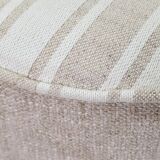 Vintage pouf with stripes, ottoman style , footrest for armchair