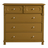 Grande commode ancienne de couleur moutarde (vers 1920)