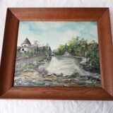 Oil painting on panel, landscape, signed
