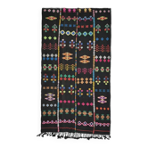 Tapis en laine et coton turc vintage des années 1970, noué à la main, marron, 190x347.