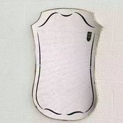 Free-form 60s screen-printed rearview mirror on gold frame