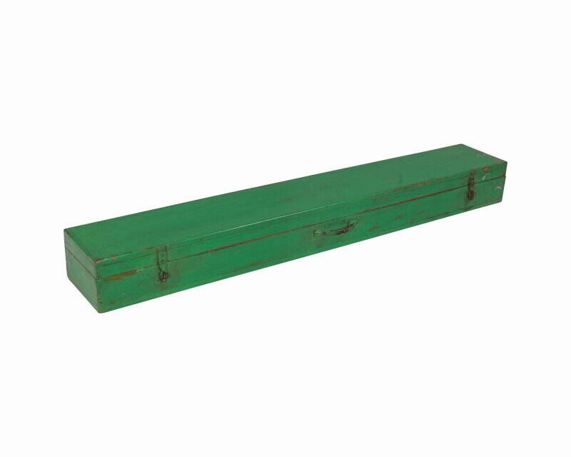 Old gun box original piece green patina old teak wood india