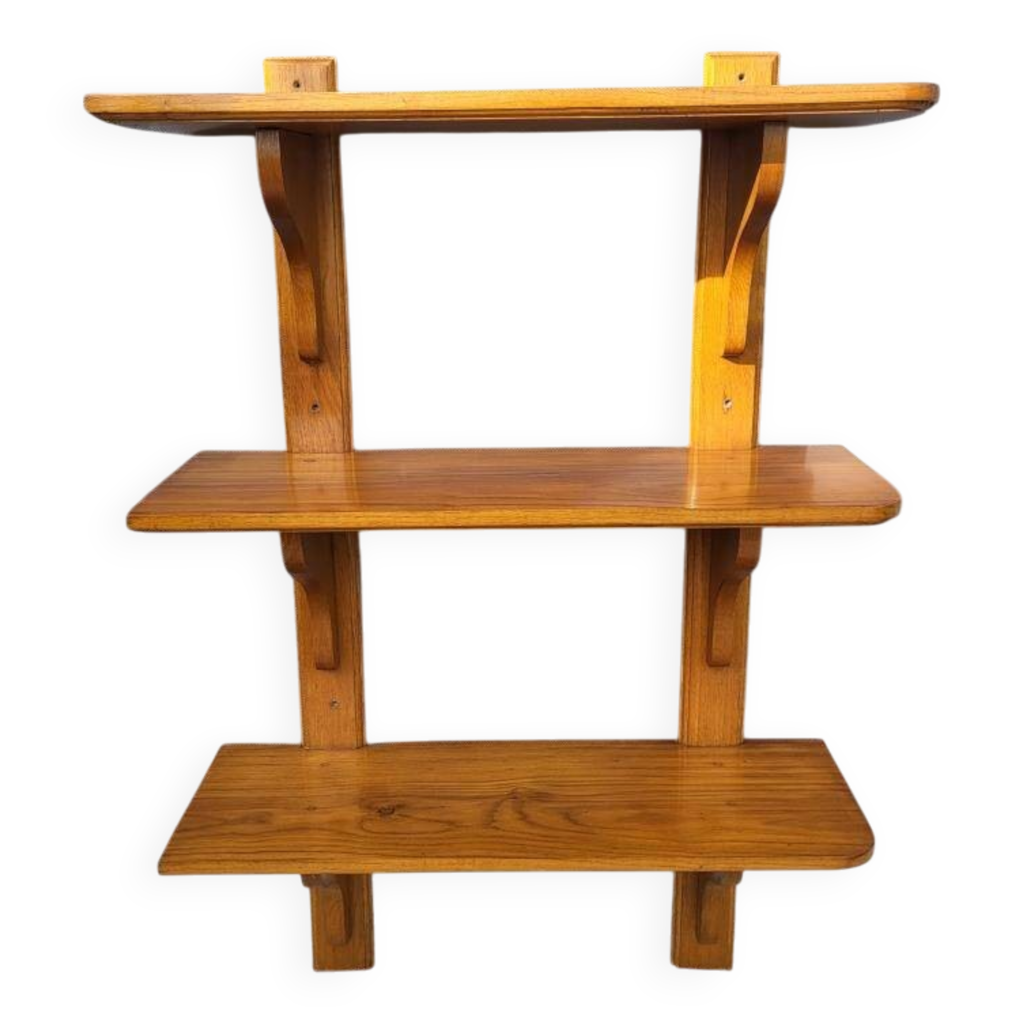 3-shelf oak wall shelf