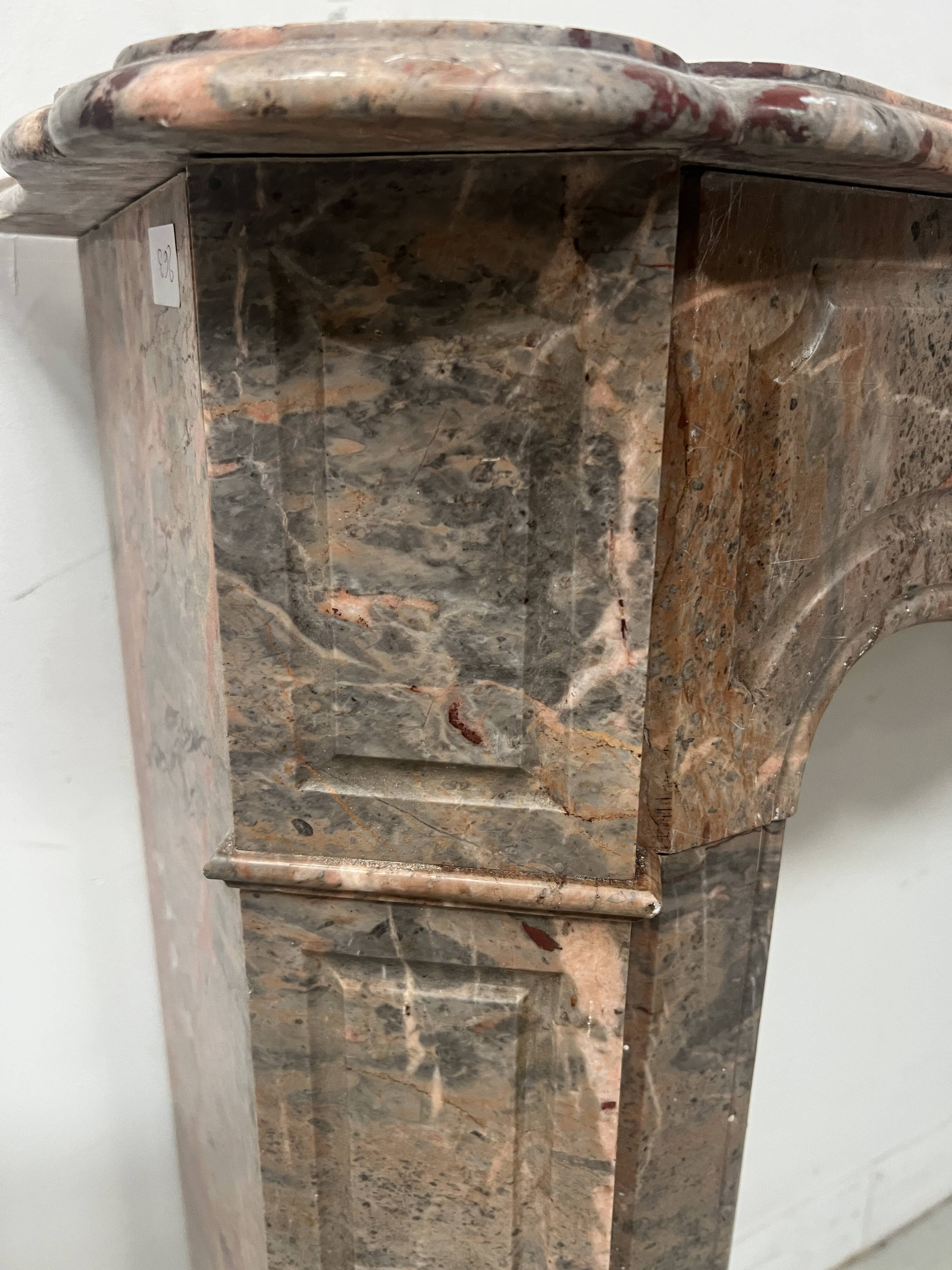 Louis XV style fireplace, "Pompadour" model, grey-pink marble, 20th century