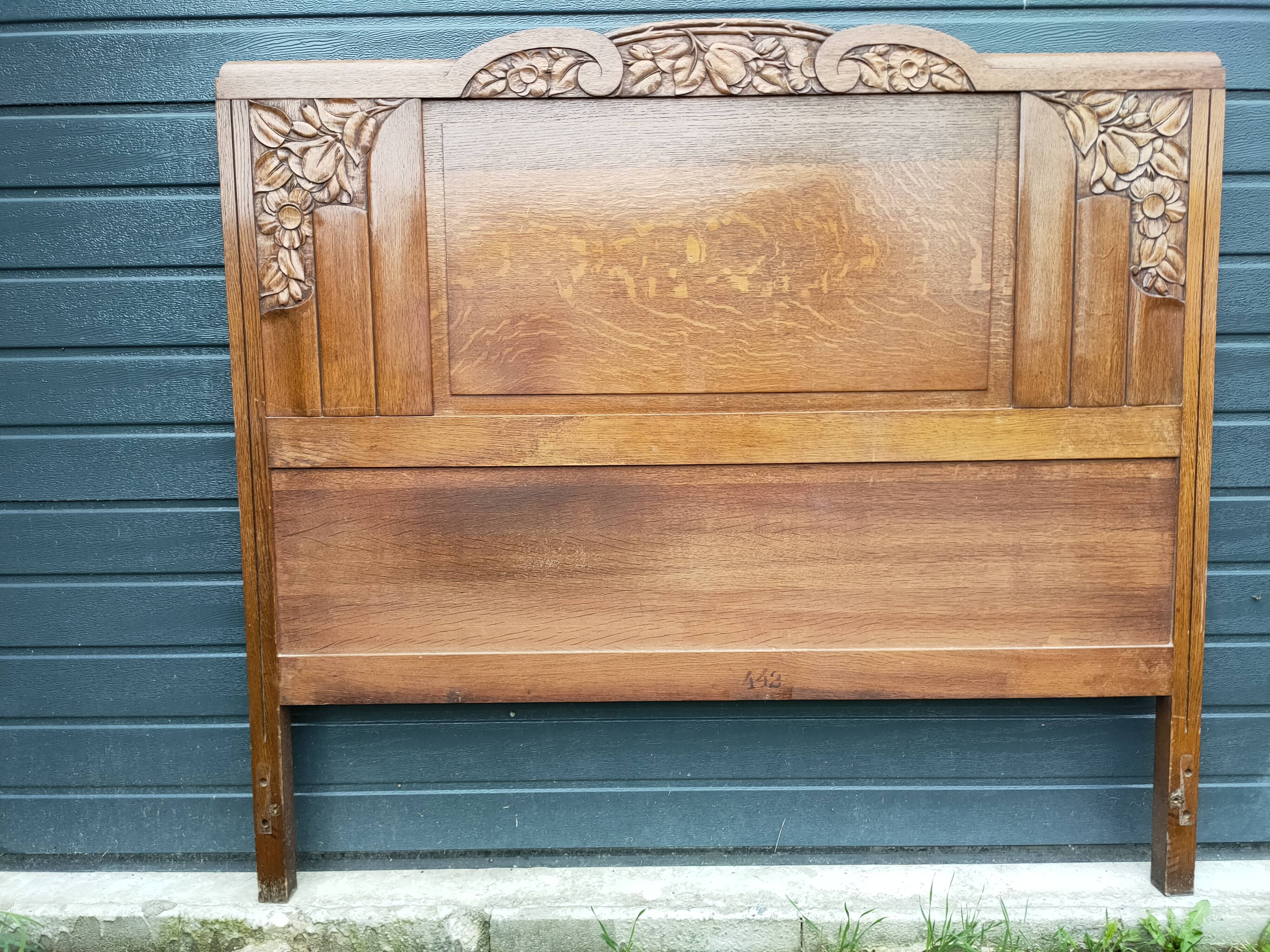 Solid oak headboard, 1920s-30s