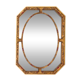 Art Deco octagonal hand carved wooden mirror, France ca. 1920