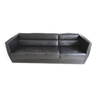 Roche Bobois black leather sofa