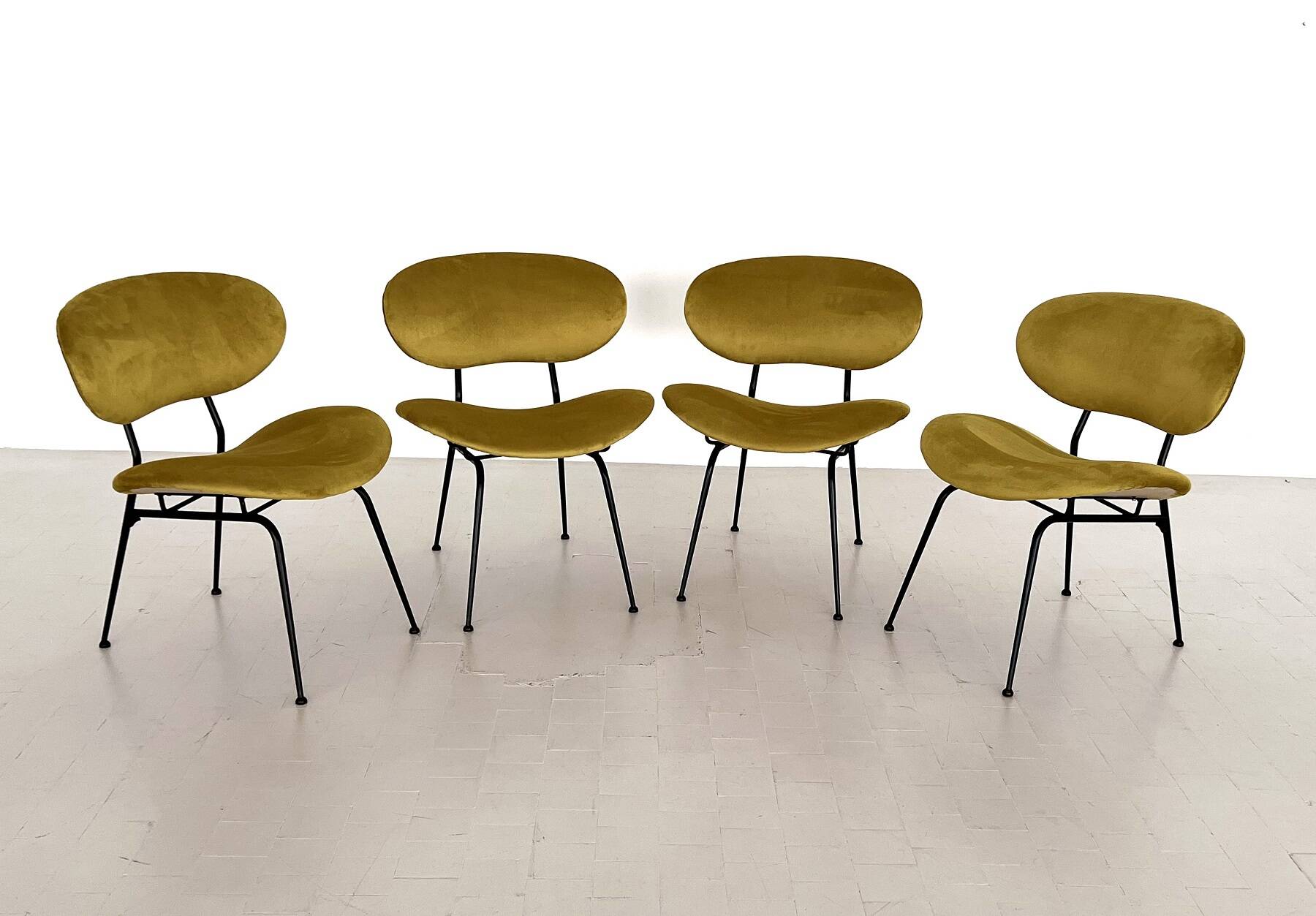 Italian Reupholstered Lounge Chairs, Set of 4pcs.