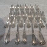 12 silver plated cake forks, goldsmith sfam, empire style