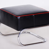 Black Bauhaus stool made by Robert Slezak in 1930s Czechia