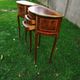 half-moon bedside pair in marquetry, bronze ornaments