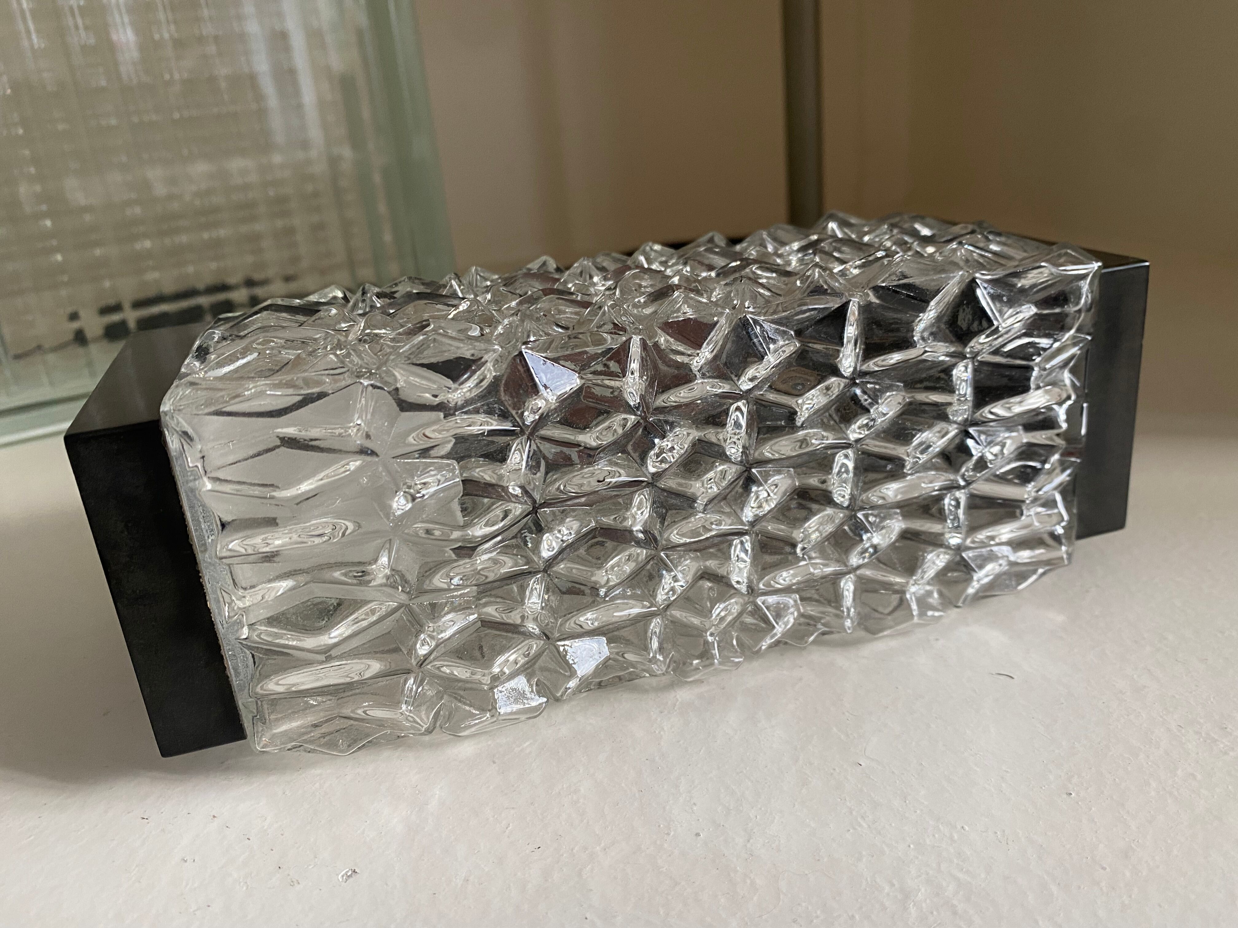 Wall lamp RZB Leuchten textured molded glass and vintage bakelite