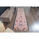 1970s Turkish Oushak Handmade Wool Cotton Pink Runner Rug 83x331