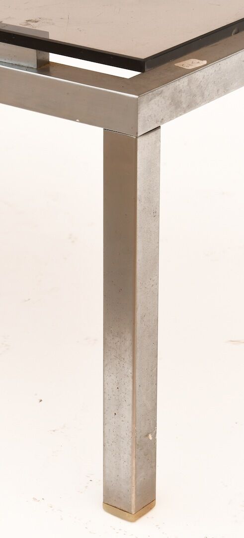 Chrome steel and glass coffee table