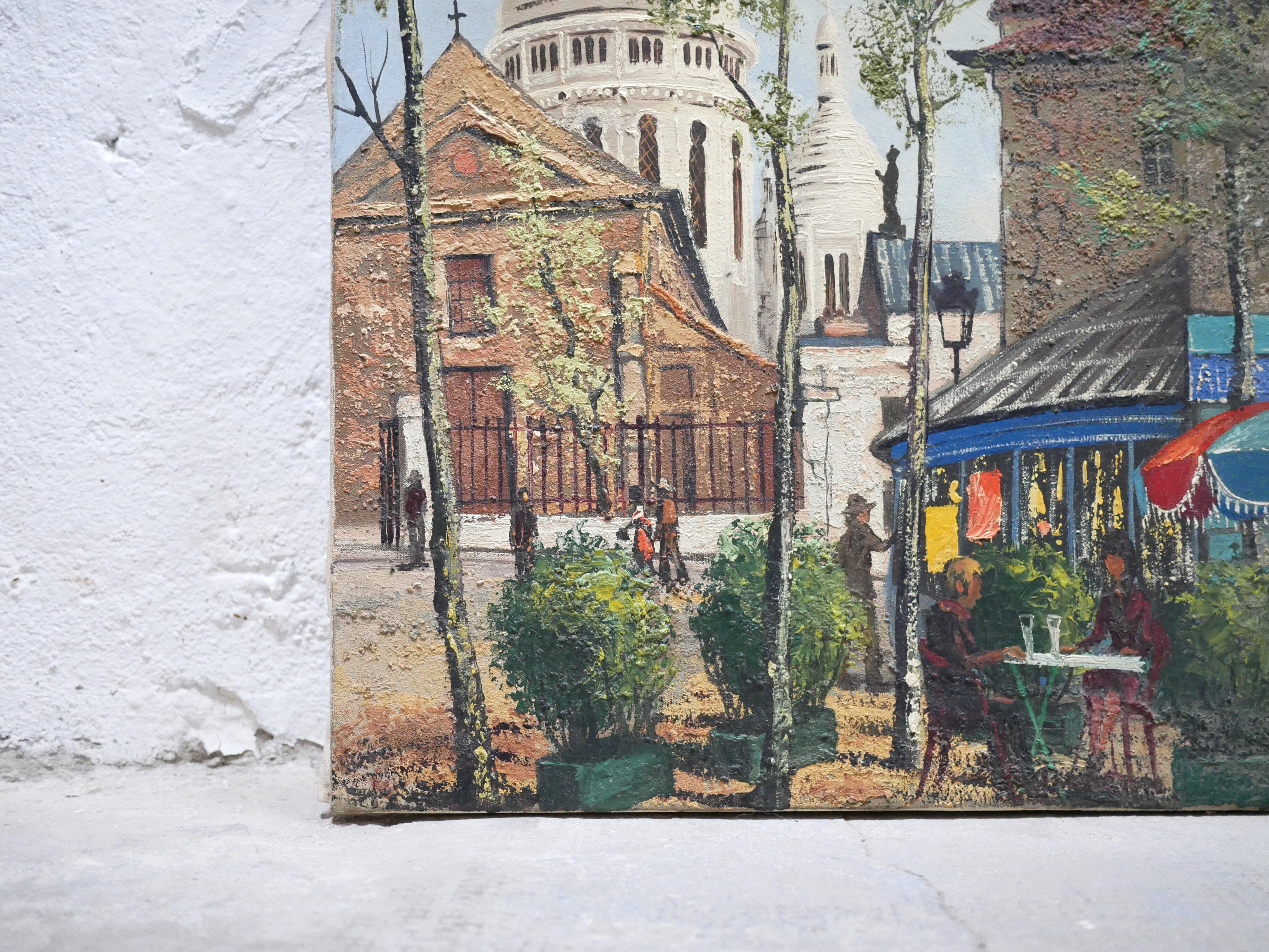 Old painting painting on canvas Montmartre, Paris