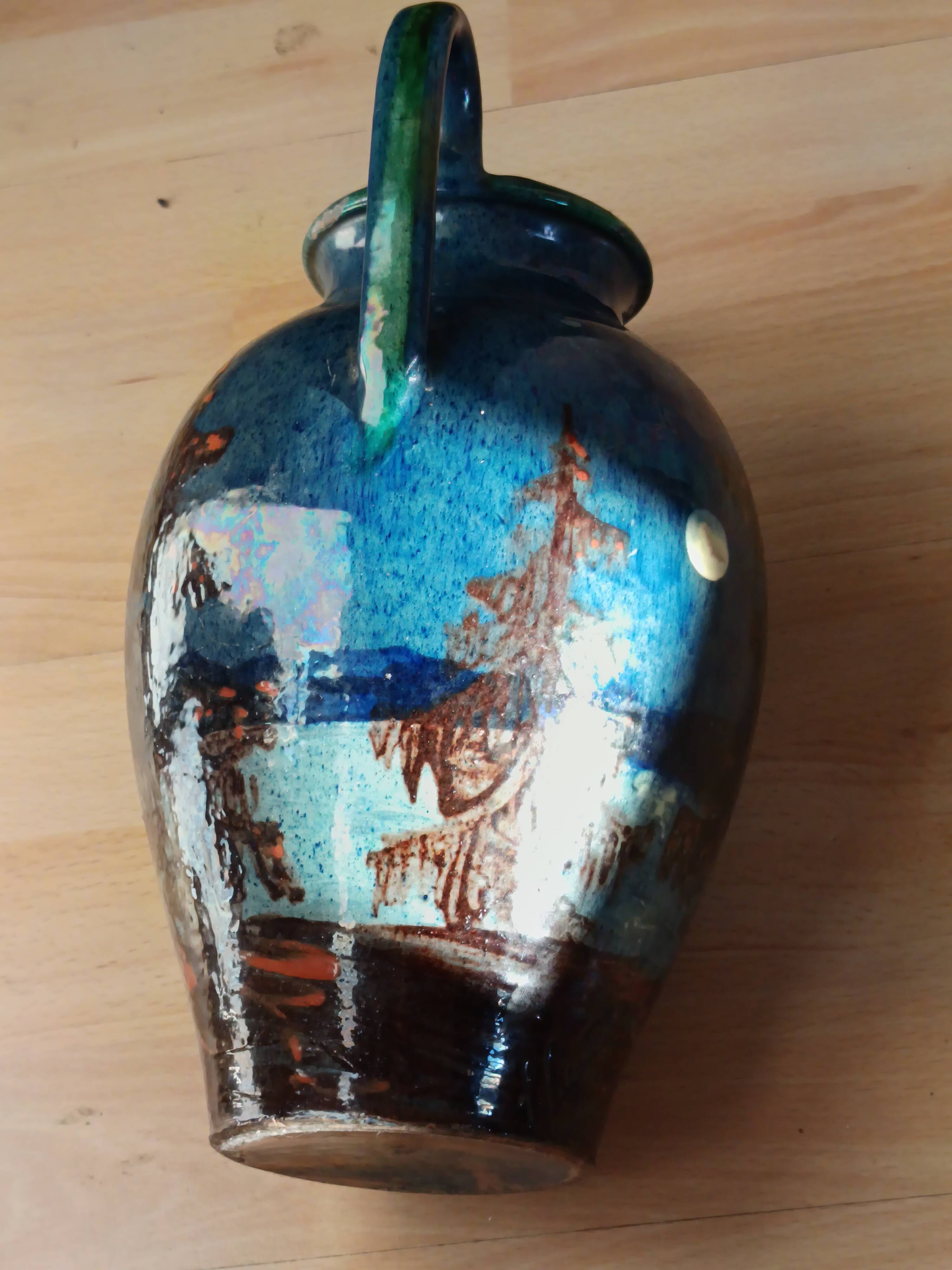 glazed ceramic vase 1920 signed François Sicard Vallauris