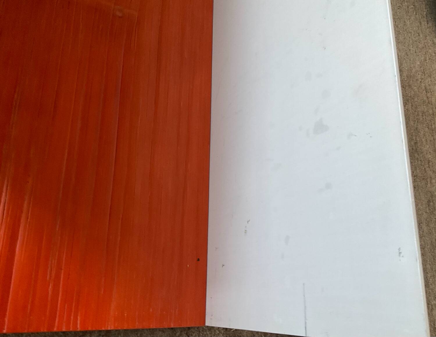 Pair of contemporary wall shelves in steel and stained wood