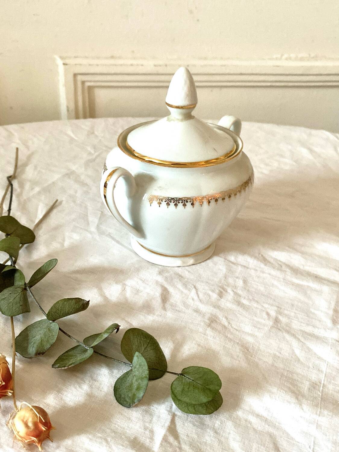 Fine porcelain sugar bowl from sologne france