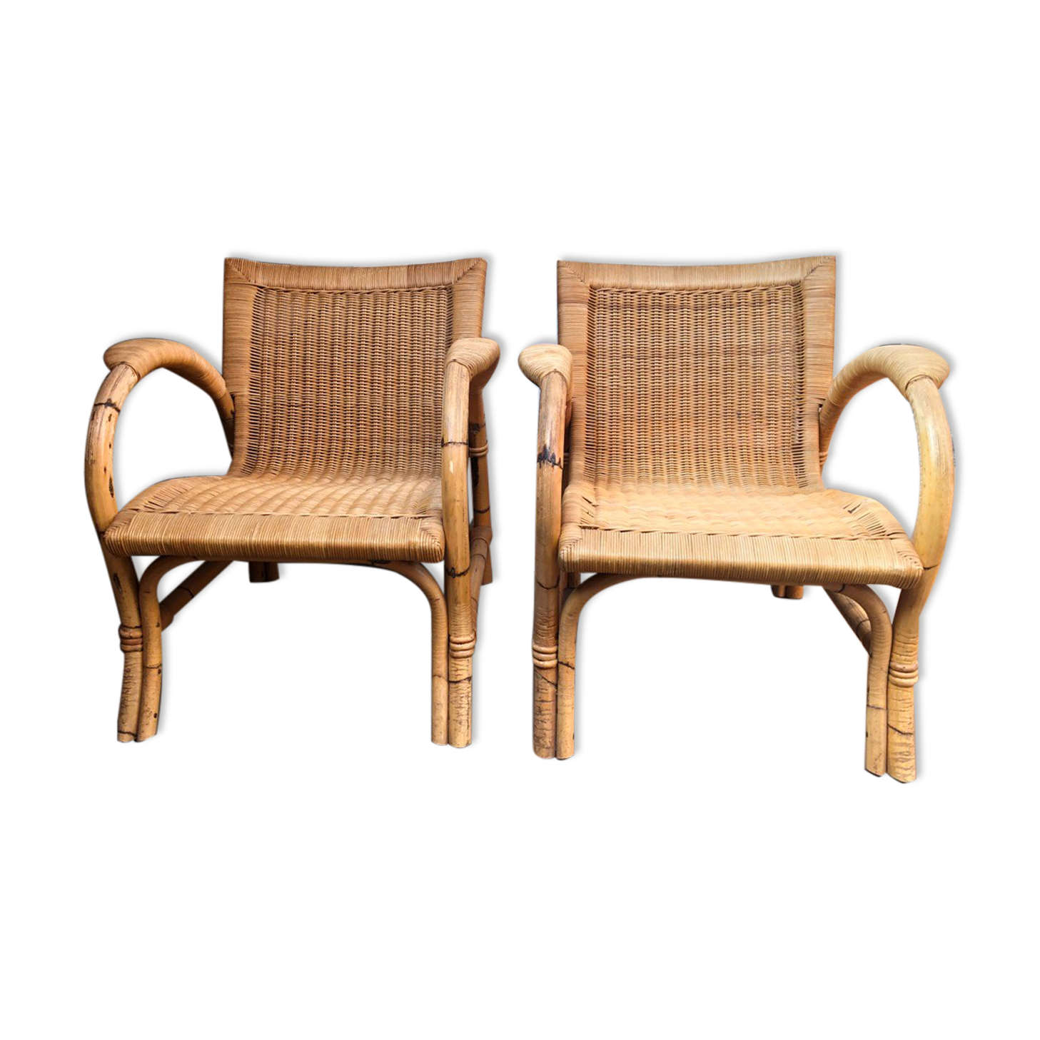 2 rattan armchair from the 50s arco