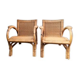 2 rattan armchair from the 50s arco