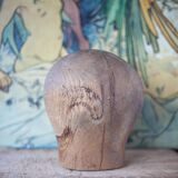 Old hat head, wooden cap, wooden milliner's head, old wood, collection, decoration