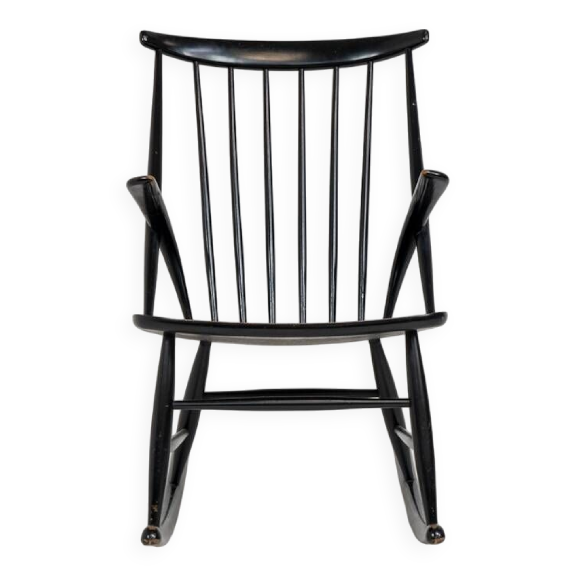 Rocking chair « IW3 » d'Illum Wikkelsø pour Niels Eilersen (Danemark, années 1950).