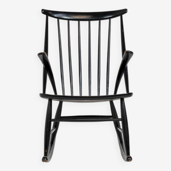 Rocking chair « IW3 » d'Illum Wikkelsø pour Niels Eilersen (Danemark, années 1950).