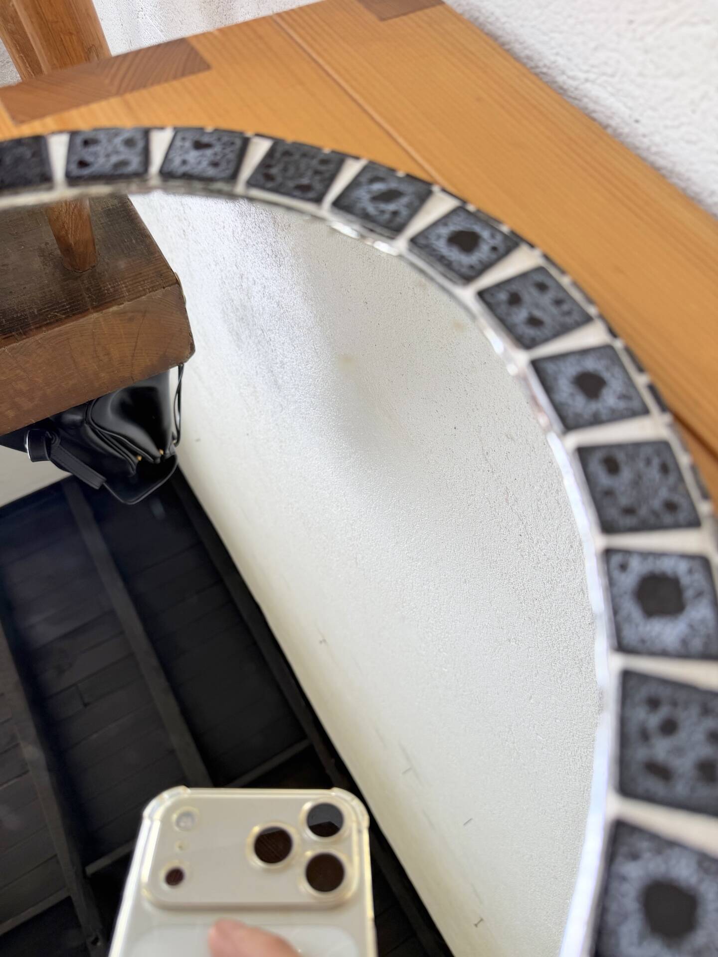 Oval ceramic mosaic mirror from the 50s/60s.