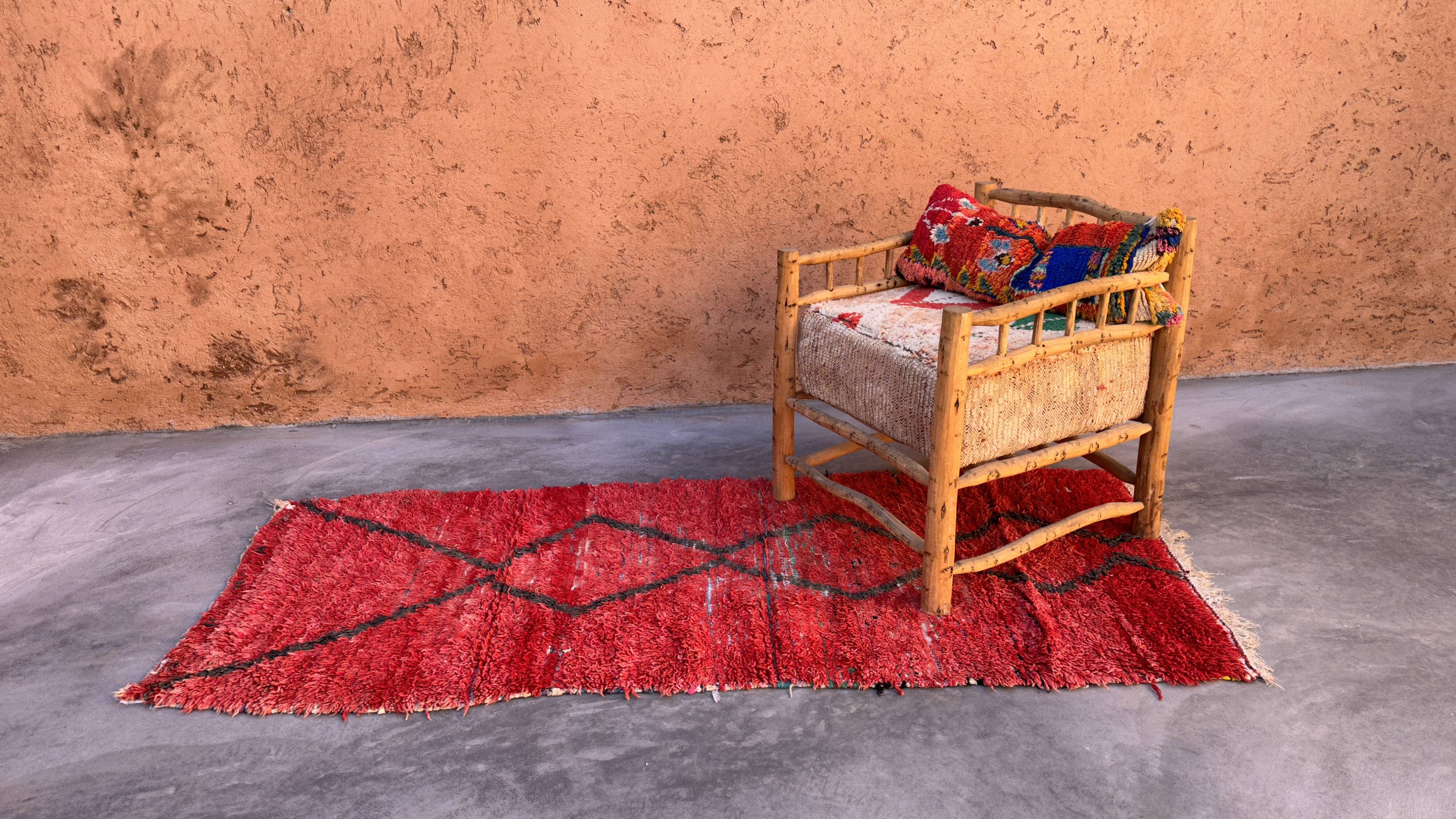 Red Boujad Moroccan rug - 100 x 229 cm