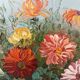 Small painting, bouquet of flowers, blue background