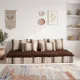 Striped coffee Hanbel floor cushion – Handwoven ivory wool