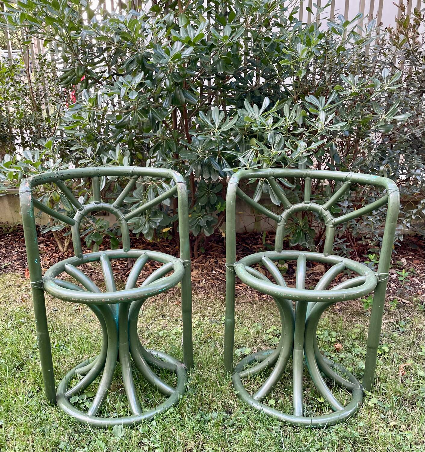 Pair of rattan armchairs