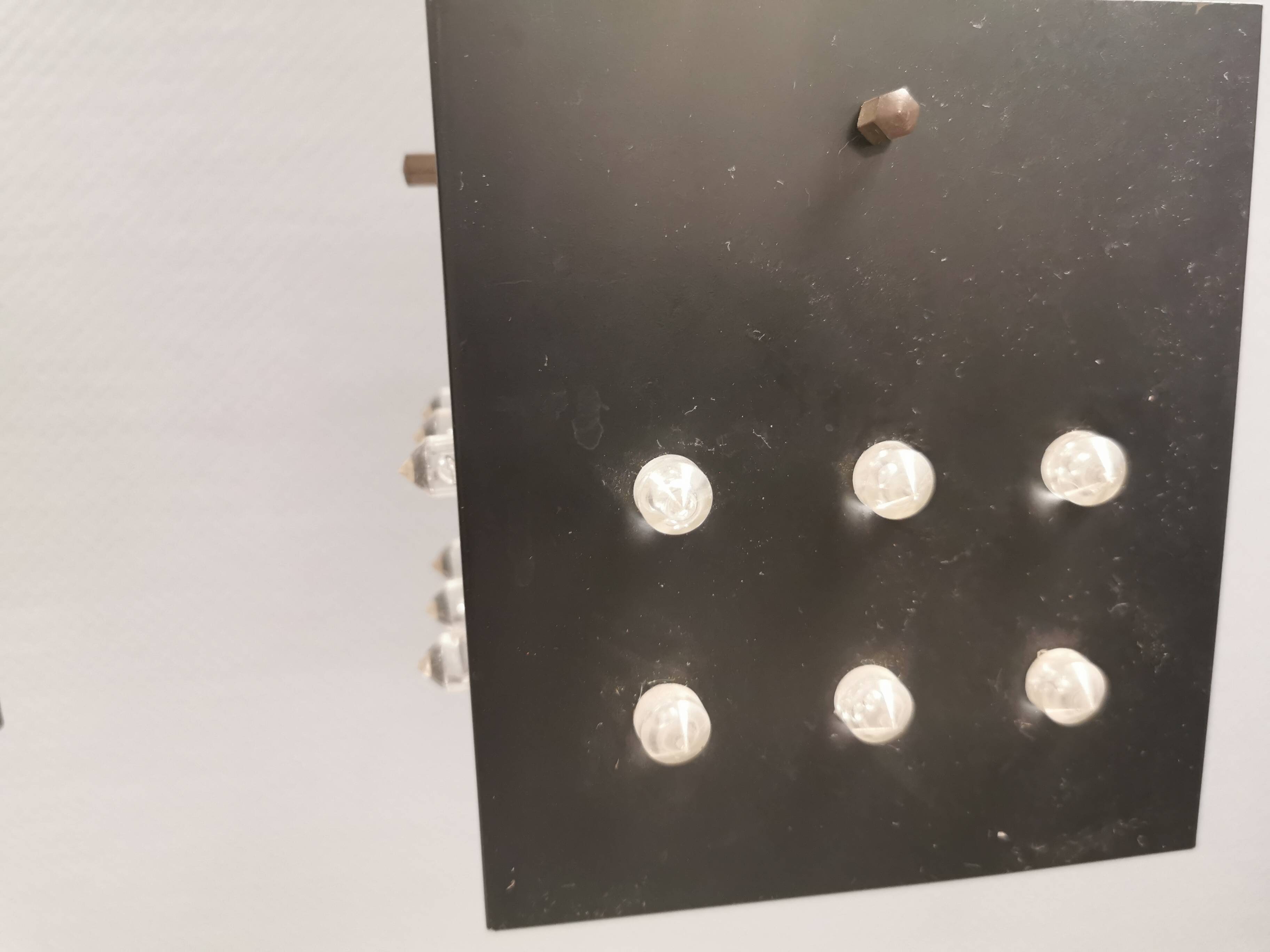 Three older square pendant lamps in Space-Age style, Denmark 1980s